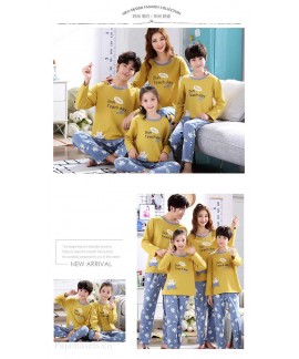 Cartoon cotton long-sleeved family suit mother and daughter summer air-conditioned home service