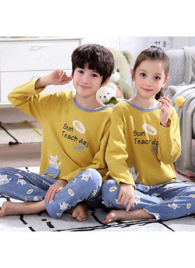 Cartoon cotton long-sleeved family suit mother and daughter summer air-conditioned home service