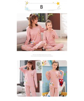 Cartoon Parent-child Pure Cotton long-sleeved home service suit pajamas