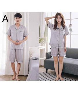 Ice silk parent-child short-sleeved mother and daughter father and son pajamas home service suit