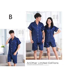 Ice silk parent-child short-sleeved mother and daughter father and son pajamas home service suit