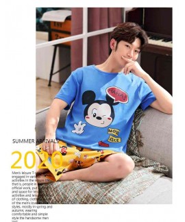 Summer Mickey Mouse Pajamas cotton short-sleeved family outfit parent-child home service