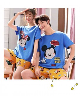 Summer Mickey Mouse Pajamas cotton short-sleeved family outfit parent-child home service