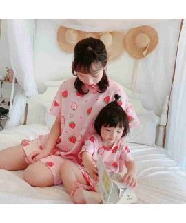 Summer mother and daughter parent-child anti-kick Siamese cartoon short-sleeved pajamas clothing