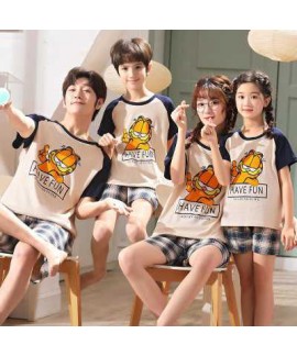 Short-sleeved cotton a family of three summer wear thin style home service suit