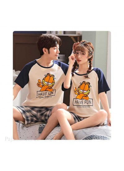 Short-sleeved cotton a family of three summer wear thin style home service suit