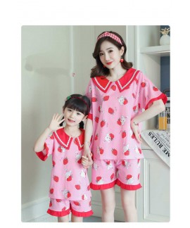 Summer short-sleeved cotton doll collar sweet princess style parent-child pajamas shorts suit