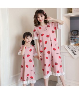 Nightdresses summer short-sleeved parent-child one-piece pajamas Suit