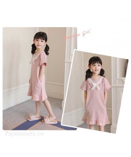 Nightdresses summer short-sleeved parent-child one-piece pajamas Suit