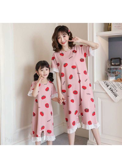 Nightdresses summer short-sleeved parent-child one-piece pajamas Suit