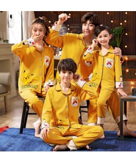 Spring and Autumn Long Sleeve Pure Cotton Family Wear Boys Girls Parent-child Pajamas Homewear