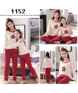 Spring long-sleeved cartoon print mother and daughter parent-child cotton home wear