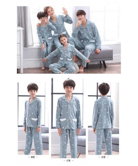 Spring a family of three long-sleeved night wear cotton pajamas home service