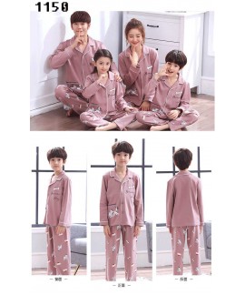 Spring a family of three long-sleeved night wear cotton pajamas home service