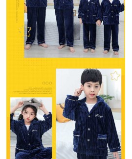 Children's flannel family wear thick Korean pajamas set home service