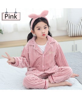 Children's flannel family wear thick Korean pajamas set home service