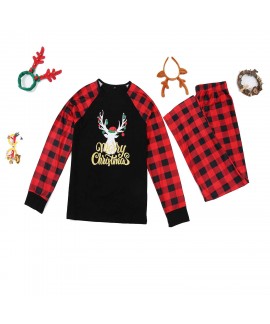 Plaid Letter Christmas Cartoon Animal Print Parent-child Home Wear Pajamas