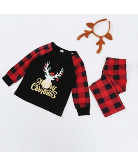 Plaid Letter Christmas Cartoon Animal Print Parent-child Home Wear Pajamas