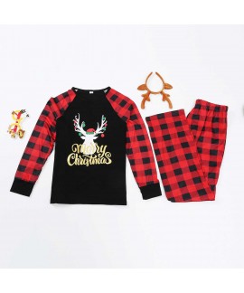 Plaid Letter Christmas Cartoon Animal Print Parent-child Home Wear Pajamas