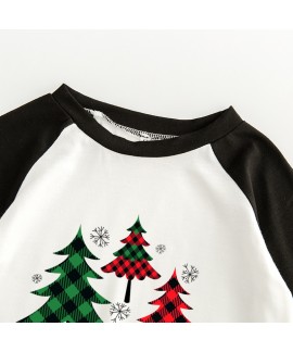 European and American parent-child Christmas tree letter printing family pajamas