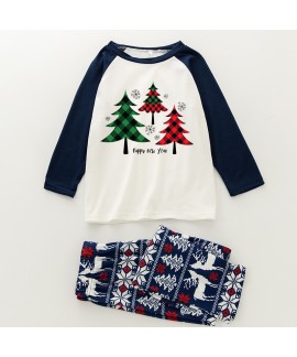 European and American parent-child Christmas tree letter printing family pajamas