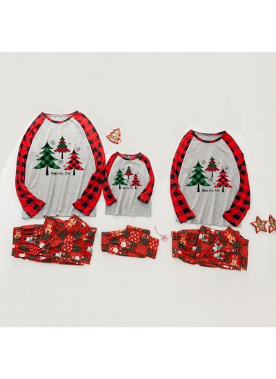 European and American parent-child Christmas tree letter printing family pajamas