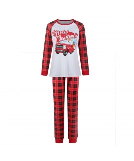 Christmas parent-child Winter plus velvet warmth round neck print family suit pajamas