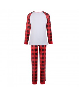 Christmas parent-child Winter plus velvet warmth round neck print family suit pajamas