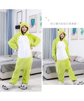Winter Cartoon parent-child family one-piece frog cute green home clothes pajamas