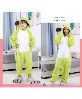 Winter Cartoon parent-child family one-piece frog cute green home clothes pajamas