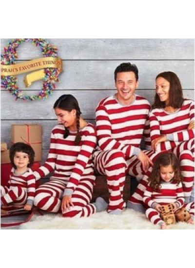 Christmas parent-child wear striped home wear pajamas two-piece set