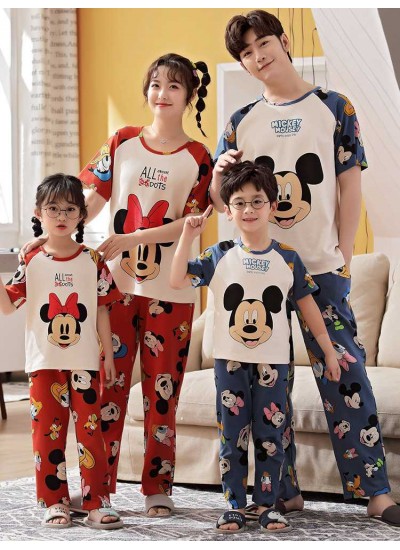 Spring short-sleeved trousers mother and daughter parent-child pure cotton pajamas suit