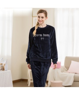 Ladies'long flannel embroidery outfit for leisure