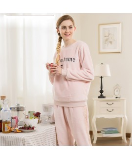 Ladies'long flannel embroidery outfit for leisure