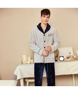 Winter flannel men's widened Pajama suit 