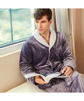 Winter flannel men's widened Pajama suit 