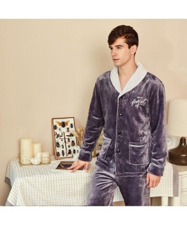 Winter flannel men's widened Pajama suit 