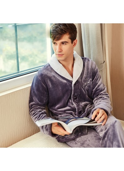 Winter flannel men's widened Pajama suit 