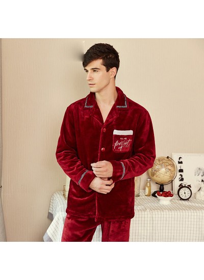Winter flannel pajama suit for men