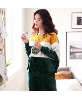 Women's Winter Thickened Flannel Long Sleeve Pajamas Autumn and Winter Pajamas Suit