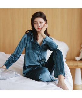 2018 New Long-sleeved Fall Women's Flannel Two-piece pajama sets