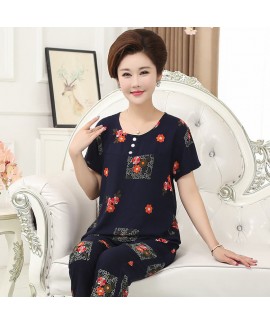 large size breathable sleepwear for middle-aged women