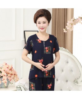 large size breathable sleepwear for middle-aged women