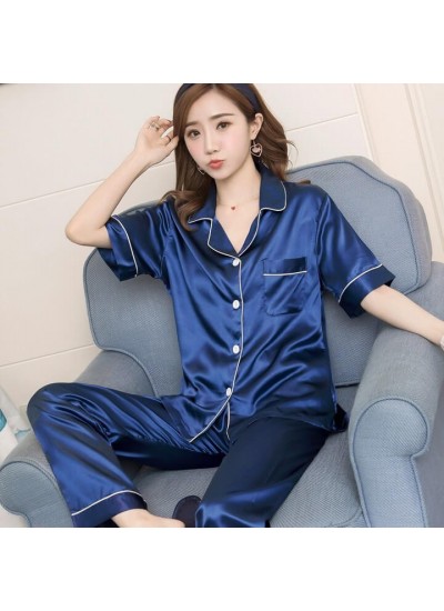 Large Size Sleepwear women Short Sleeve Loose and Fatten Ice Silk pajama sets
