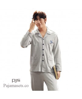 Leisure Long Sleeve Pure Cotton pajamas for spring comfy men lounge pjs