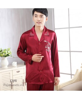 Men's comfy sleepwear Plus Size pyjamas cheap Embroidery Male's set pjs 