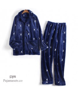 New male's flannel pajama set Comfy sleepwear for men