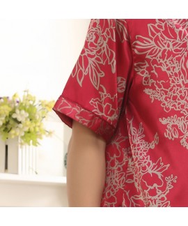 New Short Sleeve Silk like Nightwear for Wedding Red Men's pajama sets