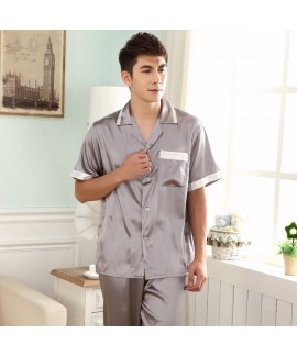 Short sleeved Men's plain fatten sleepwear large-s...