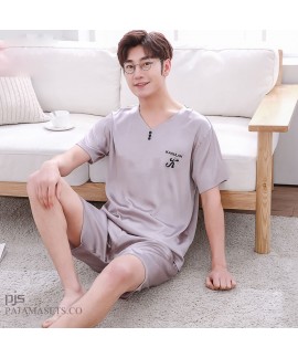 Short Sleeve Men's Sleepwear For Summer Large Size Simulated Silk Pajama Male